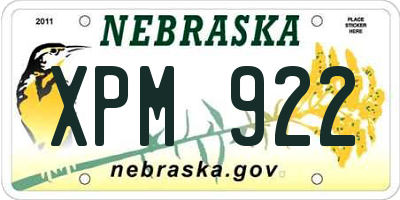 NE license plate XPM922