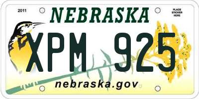 NE license plate XPM925