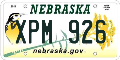 NE license plate XPM926
