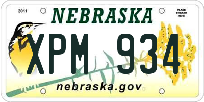 NE license plate XPM934