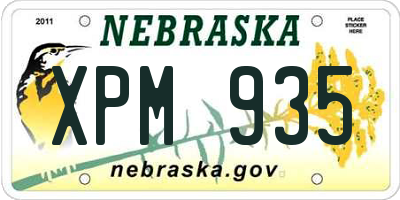NE license plate XPM935