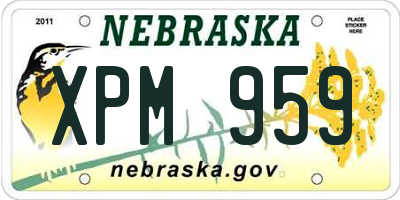 NE license plate XPM959