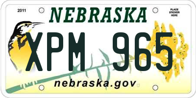 NE license plate XPM965