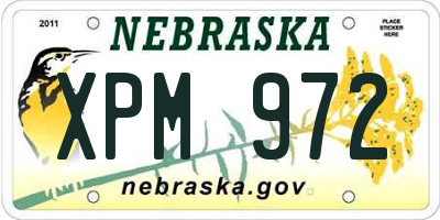 NE license plate XPM972