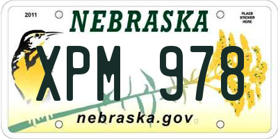 NE license plate XPM978