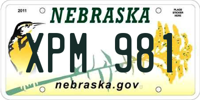 NE license plate XPM981