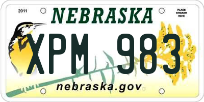 NE license plate XPM983