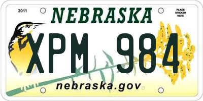 NE license plate XPM984