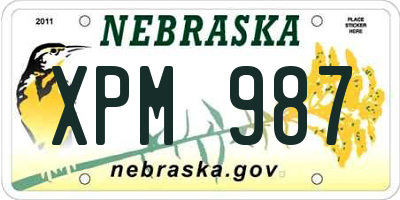 NE license plate XPM987
