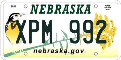 NE license plate XPM992