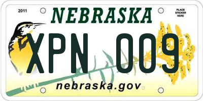 NE license plate XPN009