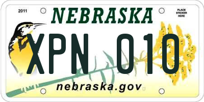 NE license plate XPN010
