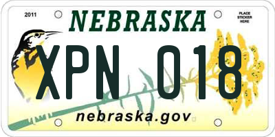 NE license plate XPN018