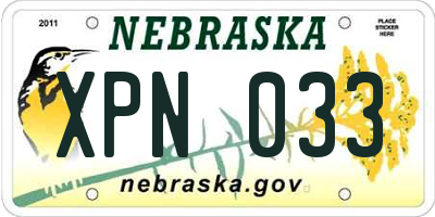 NE license plate XPN033