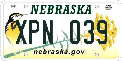 NE license plate XPN039