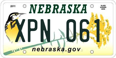 NE license plate XPN061