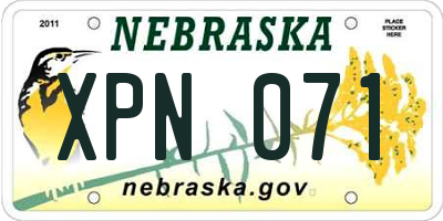 NE license plate XPN071