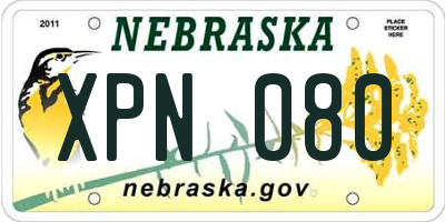 NE license plate XPN080