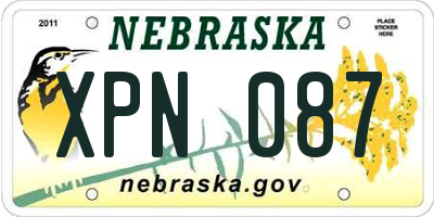 NE license plate XPN087