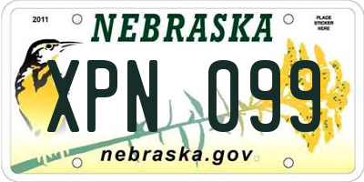 NE license plate XPN099