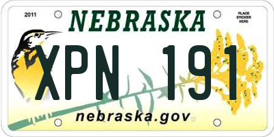 NE license plate XPN191