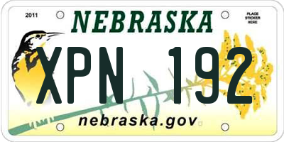 NE license plate XPN192