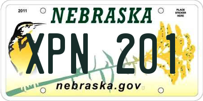 NE license plate XPN201