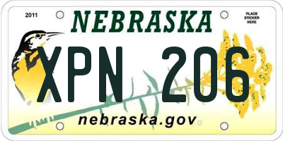 NE license plate XPN206