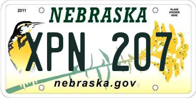 NE license plate XPN207