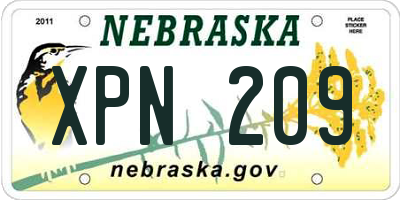 NE license plate XPN209