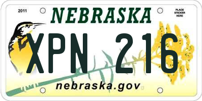 NE license plate XPN216