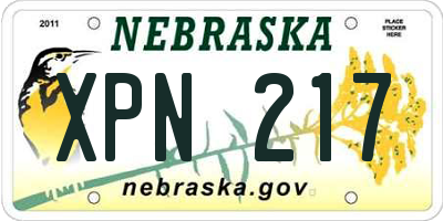 NE license plate XPN217