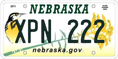 NE license plate XPN222