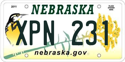 NE license plate XPN231