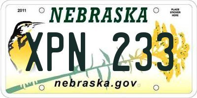 NE license plate XPN233