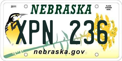 NE license plate XPN236