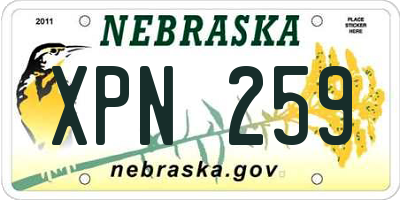 NE license plate XPN259