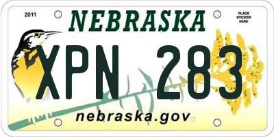 NE license plate XPN283
