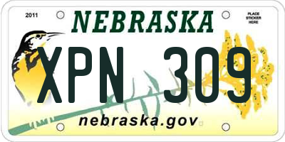 NE license plate XPN309