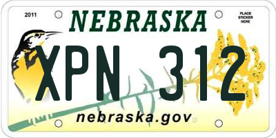 NE license plate XPN312