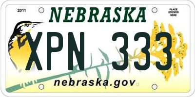 NE license plate XPN333