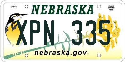 NE license plate XPN335