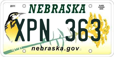 NE license plate XPN363