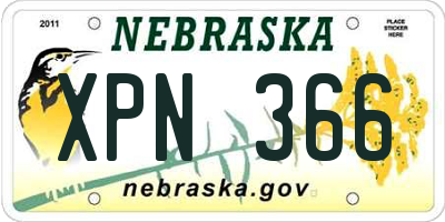 NE license plate XPN366