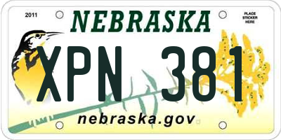 NE license plate XPN381