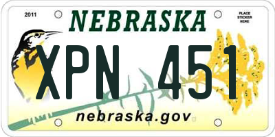 NE license plate XPN451