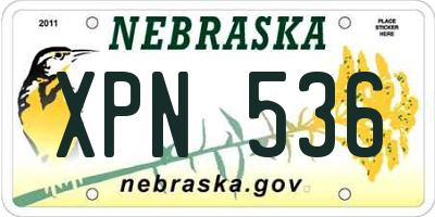 NE license plate XPN536