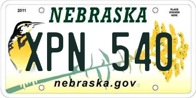 NE license plate XPN540