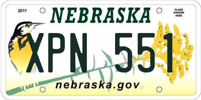 NE license plate XPN551