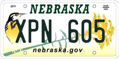NE license plate XPN605